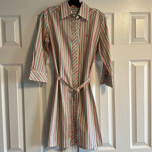 LILY PULITZER Vintage Colorful Vertical Striped Button Down Shirt Dress Size 2